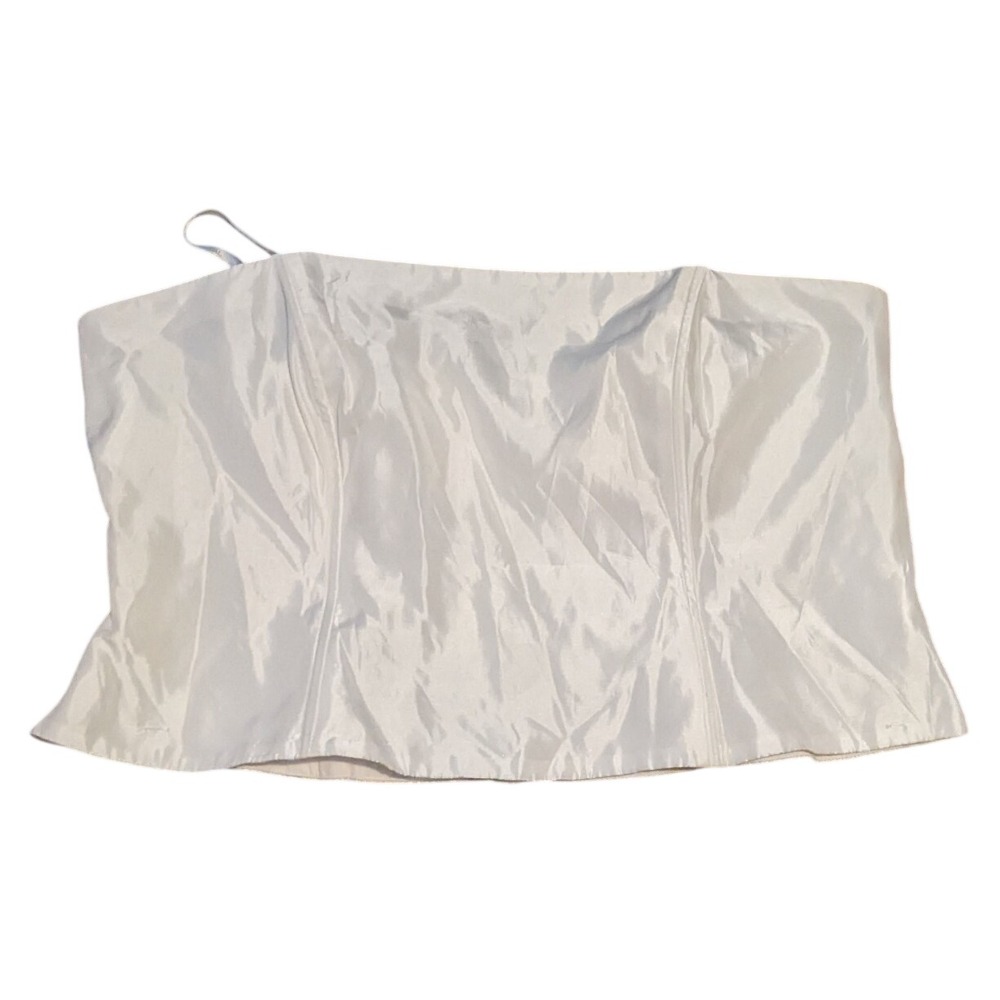 Davids Bridal White Iridescent Taffeta Corset Top Strapless Size 24 NWT 8226